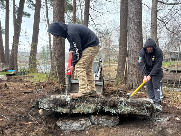 Concrete Removal, French Drain & Loam Install
